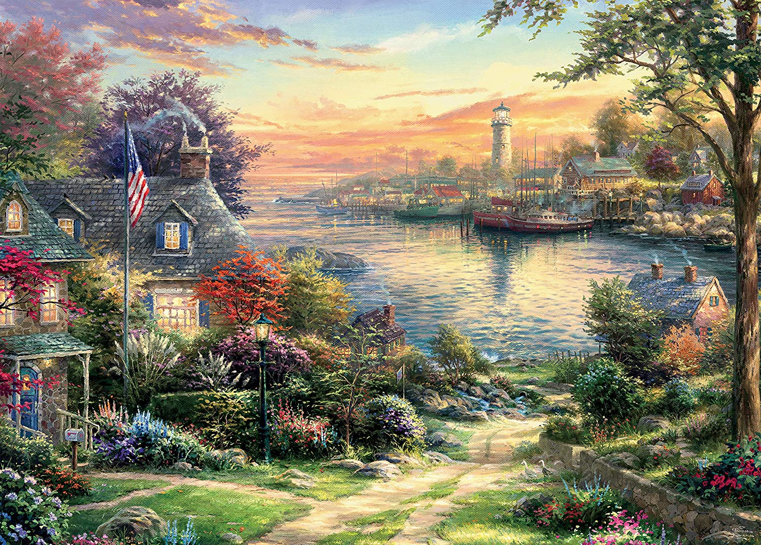 Ceaco TBD Thomas Kinkade New England Harbor Puzzle 1000 Piece   A1W1OLlM5pL. AC SL1500  