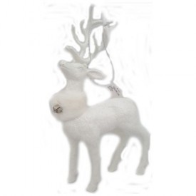 Macys Holiday Lane Large White Flocked Deer Ornament 11 Inch