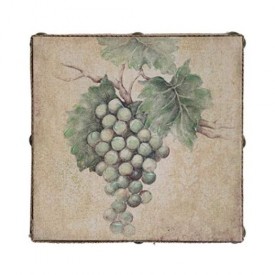 Susan Winget Wine White Grapes Hand Embellished Linen 12 x 12 x 2.5