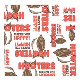 Hooters Restaurant Logo Paper Wrap / Liners 9in. x 9in. 1,000 Sheets Per Box