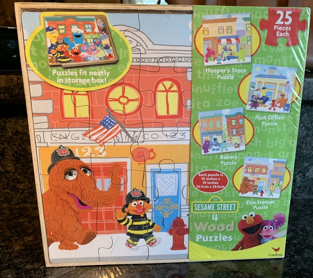 Sesame Street 4 Wood Puzzles Fire Station, Bakery, Post Office, Hooper ...