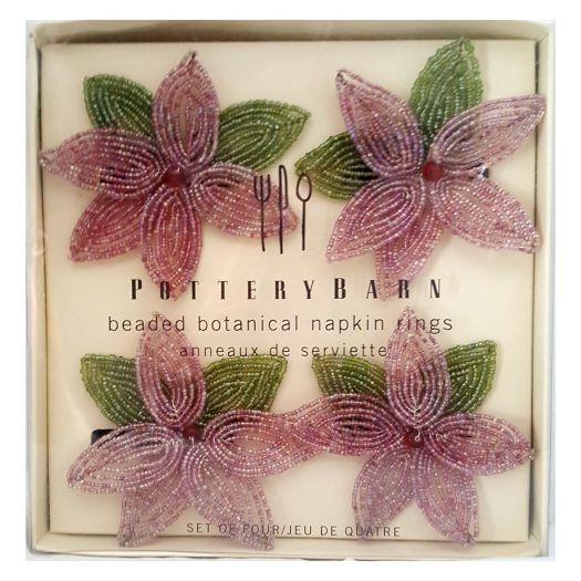 Pottery Barn Beaded Botanical Napkin Rings Set of 4 - Nokomis Bookstore &  Gift Shop