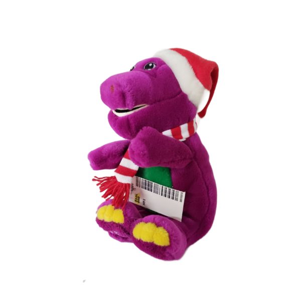 1992 The Lyons Group Christmas Santa Barney Dinosaur 8" Plush Doll