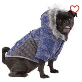 Top Paw Ultra Reflective Dog Hooded Winter Waterproof Coat Blue/Grey Size X-Large