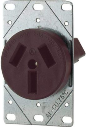 Eaton 32B Non-Grounded Straight Blade Electrical Receptacle, 125/250 V, 50 A, 3 Pole, 3 Wire