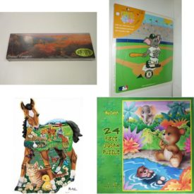 Assorted Puzzles 4 Pack Bundle: Grand Canyon Panoramic 500 Piece Jigsaw Puzzle, Mascotopia 2004 MLB Oakland As Wooden Baseball Puzzle For Ages 2-5, Master Pieces Pony Tales 550 Piece Jigsaw Puzzle, Whimsical Series 24 Piece Jigsaw Puzzle Big Catch Baby Animals