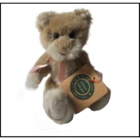 Boyds Bears Thoreau 5740-08 Plush Jointed Tan Tuxedo Cat Pink Bow Green Eyes 10 Inch