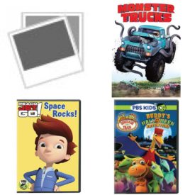 DVD Children's Movies 4 Pack Fun Gift Bundle: Gromits Tail-Waggin, Monster Trucks, Ready Jet Go!: Space Rocks!, Dinosaur Train: Buddy's Halloween Adventure