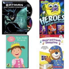 DVD Children's Movies 4 Pack Fun Gift Bundle: Batman: Gotham Knight, Heroes of Bikini Bottom, Pinkalicious & Peterrific: Best Pink Present, Baby Genius Mozart & Sleepytime Friends w/Bonus Music CD