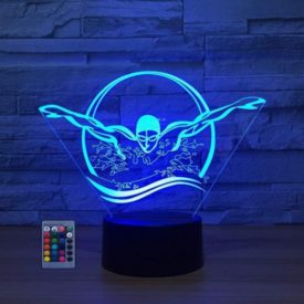 Creative 3D Swimming Night Light USB Powered Touch Switch Remote Control LED Decor 3D Lamp 7/16 Colors Changing