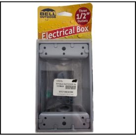 BELL 5320-5 Weatherproof Box Three 1/2 in. Threaded Outlets, 1-Gang, Gray