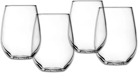 Anchor Hocking Signatures 4-Pack Vienna Stemless White Wine Beverage Set, 15-Ounce