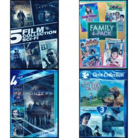 DVD Assorted Multi-Feature Movies 4 Pack Fun Gift Bundle: 5 Film Collection: Sci-Fi   Family Four Pack  4-Film Collection: Family Fantasy  3-Movie Family Dove Collection V.1: Where the Red Fern Grows / Seven Alone / The Proud Rebel