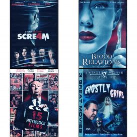 DVD Horror Movies 4 Pack Fun Gift Bundle: Scream 4  Blood Relations  15 Alfred Hitchcock Movies Gift Box  Ghostly Grins - King of the Zombies, Spooks Run Wild, Topper Returns