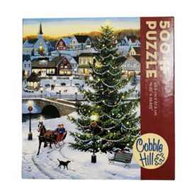 Cobble Hill "Village Tree" 500 Piece Puzzle 19.25" x 26.6" Christmas Holiday