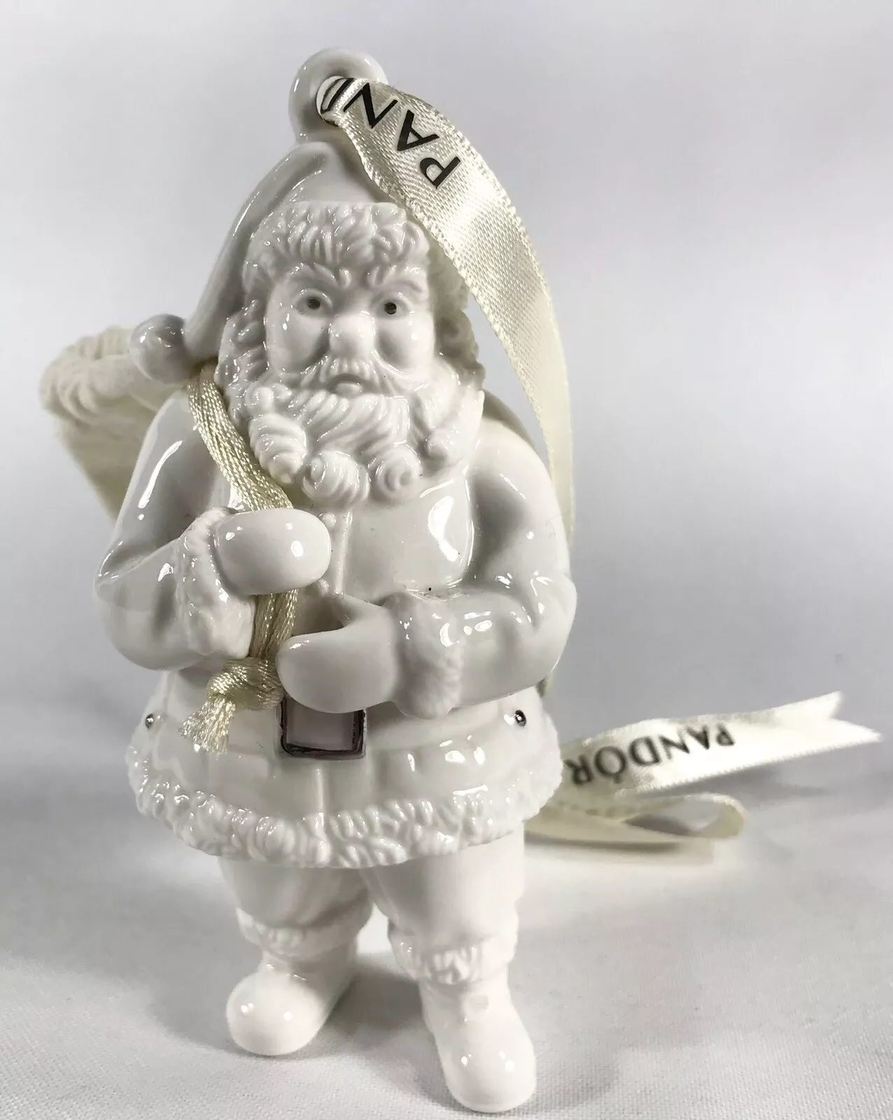 Pandora 2013 Santa Claus Ornament Father Christmas White Porcelain Charm Pouch