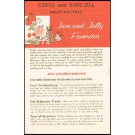 Certo and Sure-Jell Fruit Pectins Jam and Jelly Favorites - 1966 (Spiral-Bound) (Paperback Phamphlet)