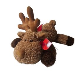 Russ Berrie & Co "Antlers" Glitter Floppy Reindeer Plush 9 Inch #22428