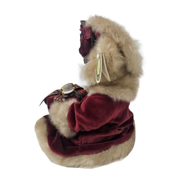 2003 Bearington Collection "Virgina" Holiday Teddy Bear 14" Burgundy Velvet Dress #1072