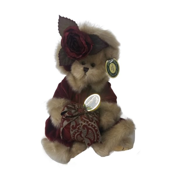 2003 Bearington Collection "Virgina" Holiday Teddy Bear 14" Burgundy Velvet Dress #1072